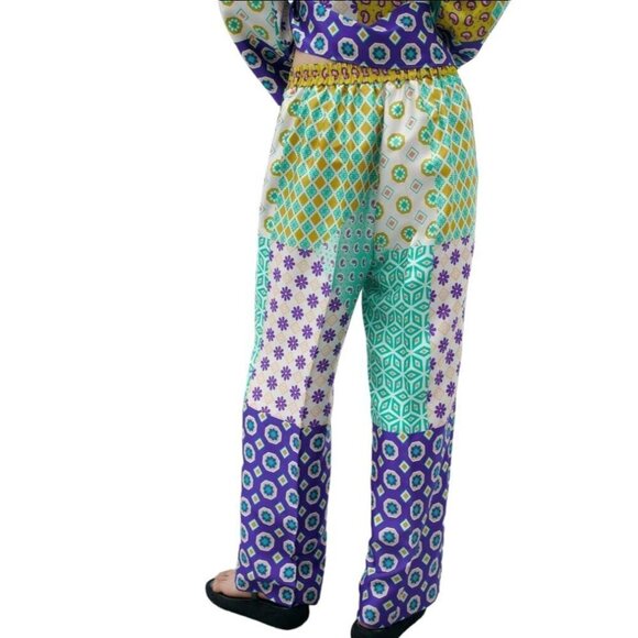 ZARA CROPPED TROUSERS WITH PATCHWORK PRINT MULTICOLORED SIZE L | 3218/229 - Picture 4 of 5